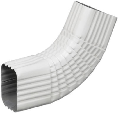 Gutter Side Elbow, Style B, 75 Degree, White Aluminum, 3 x 4-In.