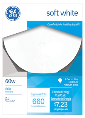 White Globe Light Bulb, 60-Watt, 5-In.-Diameter