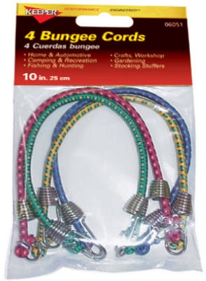 Mini Bungee Cord, 10-In., 4-Pk.
