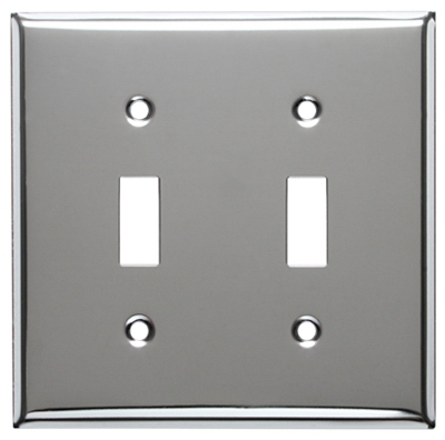 Steel Wall Plate, 2-Gang, 2-Toggle Opening, Chrome