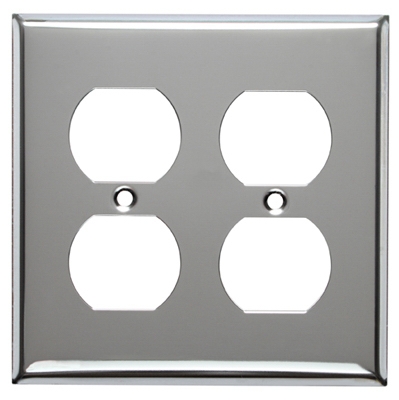 Steel Wall Plate, 2-Gang, 2-Duplex Opening, Chrome