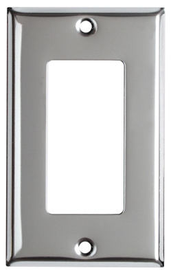 Steel Wall Plate, 1-Gang, GFCI Opening, Chrome