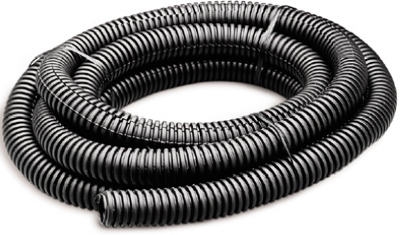 Split Flexible Tubing, Black, Corrugated, 0.375-In. x 10-Ft.