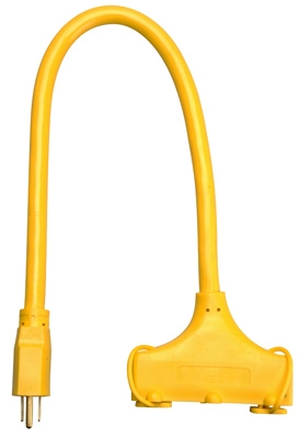2-Ft. 12/3 STW Yellow 3-Outlet Extension Cord