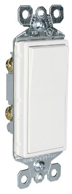 Lighted D cor 3-Way Light Switch, 1 Pole , 15A ,120V, White