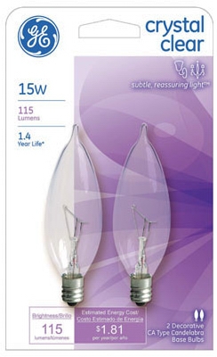 2-Pack 15-Watt Clear Bent-Tip Light Bulbs