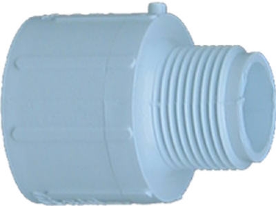 PVC Pressure Pipe Fitting, Reducing Adapter, Male, White PVC, 3/4 x 1-In.