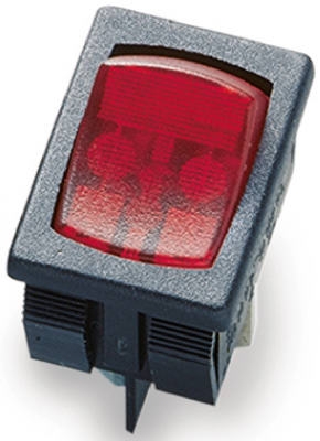 Illuminated Mini-Rocker Switch, Red