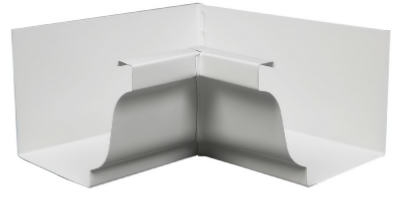 Gutter, Inside Steel Mitre, White, 4-In.