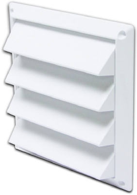 Dryer Air Intake Vent, Louvered, White Plastic, 4-In.