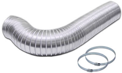 Aluminum Duct Pipe, Flexible With Screws & Clamps, 4-In. x 8-Ft.