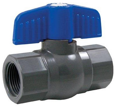 Threaded Ball Valve, Gray PVC, 1-1/2-In.