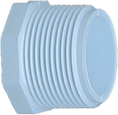 PVC Pressure Pipe Plug, White PVC, 3/4-In.