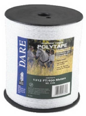 Electric Fence Tape, White Poly & 5-Wire Stainless Steel, .5-In. x 656-Ft.