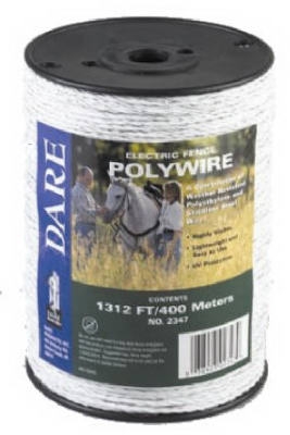 Electric Fence Wire, White Poly & 3-Wire Stainless Steel, 820-Ft. Spool