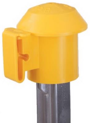 Electric Fence Insulator, T-Post Cap, Yellow, 10-Pk.