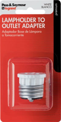 Medium Base Lampholder Adapter, White, 600-Watt, 125-Volt