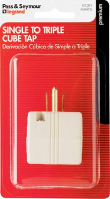 15A Ivory Grounded Triple Cube Adapter