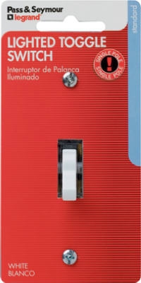 15A White Single-Pole Lighted Toggle Quiet Grounding Switch