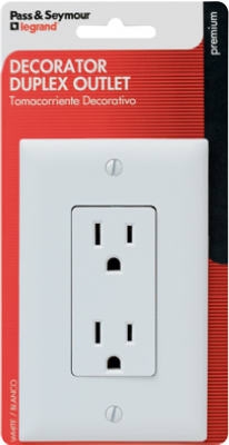 White 2-Pole 3-Wire Grounding  Decorator Duplex Receptacle