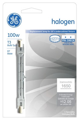 Quartz Halogen Lamp, Double Ended, T3, 100-Watt
