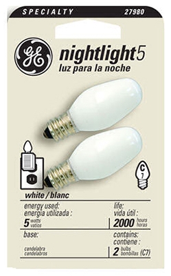 2-Pack 5-Watt C7 White Night Light Bulbs