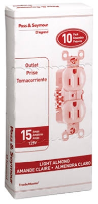 10-Pack 15-Amp 125-Volt Duplex Receptacle Grounding Outlet, Almond