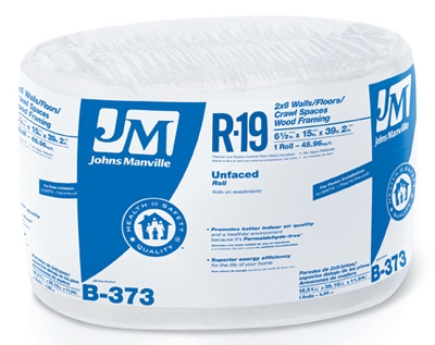 R19 Unfaced Fiberglass Insulation, 48.96 Sq. Ft. Coverage, 6.5 inch x 15 inch x 39' 2 inch Roll