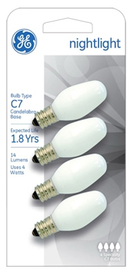 4-Pack 4-Watt White Nightlight Bulbs