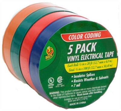 Assorted Vinyl Electrical Tape, 20-Ft. Rolls, 5-Pk.