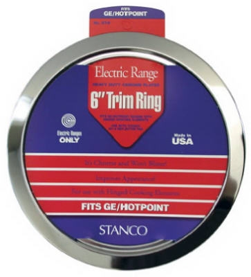 Electric Range Trim Ring, Chromed Steel, 6-In.