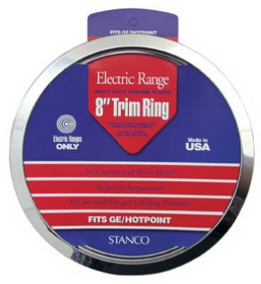 Electric Range Trim Ring, Chromed Steel, 8-In.