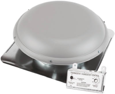 Roof-Mount 2100-Sq. Ft. Power Attic Ventilator, Gray