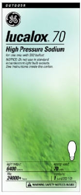 Lucalox High-Pressure Sodium Light Bulb, Clear, 70-Watt