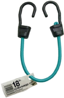 Ultra Bungee Cord, Teal Rubber, 18-In.
