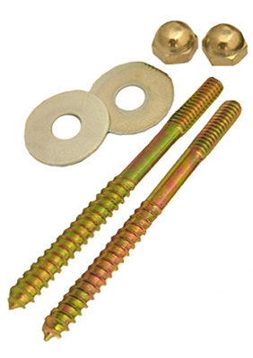 Toilet Screws,Brass Plated 1/4 Inch X 3-1/2 Inch With Nuts And Washers