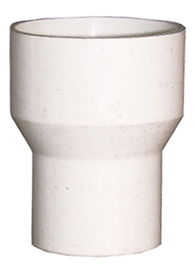 White Plastic Tubular,1-1/2-Inch X 1-1/4-Inch,Bell Type Reducer,Carded