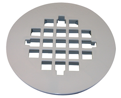 Shower Drain Grate, Snap in Style, White Finish