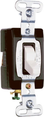 Toggle Switch, SP, Grounding, White, 120/277-Volt, 20-Amp