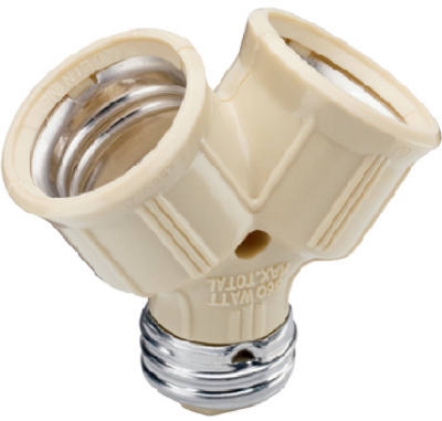Single To Twin Lampholder Adapter, Ivory