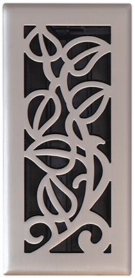 Vine Floor Register, Satin Nickel, 4 x 12-In.