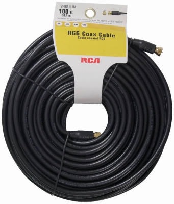 100-Ft. Black RG6U Coaxial Cable With  inchF inch Connectors