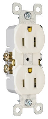 Standard Duplex Outlet, Light Almond, 2-Pole, 3-Wire Grounding, 15-Amp., 125-Volt