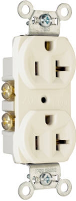Duplex Outlet, Heavy-Duty, Light Almond, 125-Volt, 20-Amp