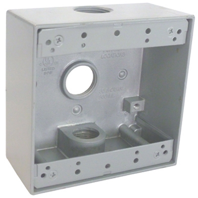 Gray  Weatherproof 2-Gang Outlet Box