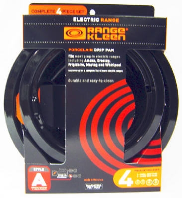 Electric Range Drip Pan Set,  inchA inch Series Plug-In Element, Porcelain, 4-Pk.