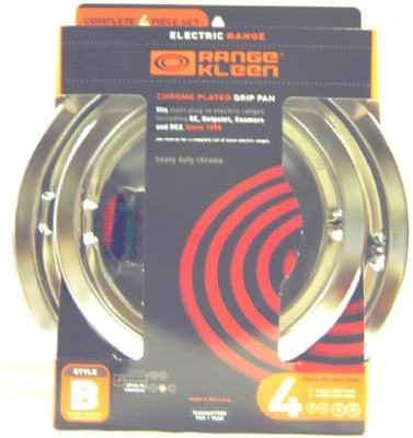 Electric Range Drip Pan Set,  inchB inch Series Plug-In Element, Chrome, 4-Pk.