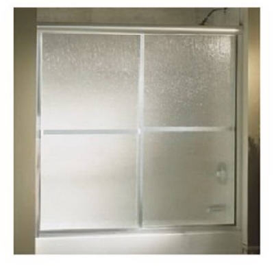 Bathtub & Shower Door, Bypass, Silver With Rain Glass, 59.375-In.