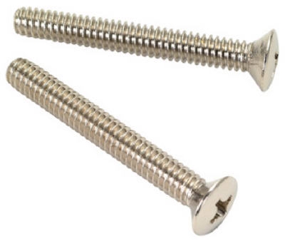 Chrome Finish Bathtub Overflow Face Plate Screw, 2-Pk.