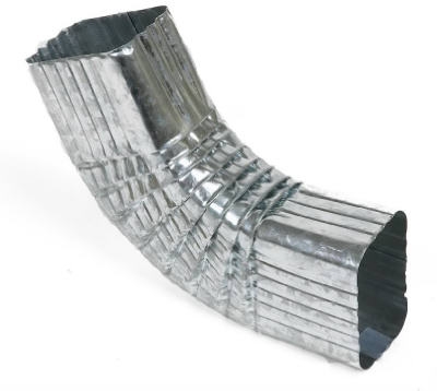 Front Gutter Elbow, Style B, 75 Degree, Mill Finish Galvanized Steel, 3 x 4-In.